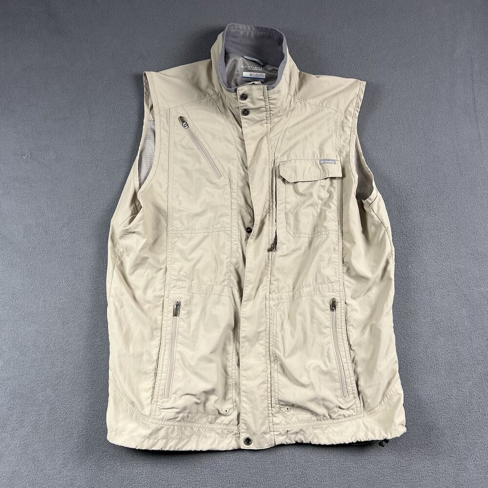 Columbia Vest Men’s XL Beige Silver Ridge Hiking Fishing Cargo Pockets
